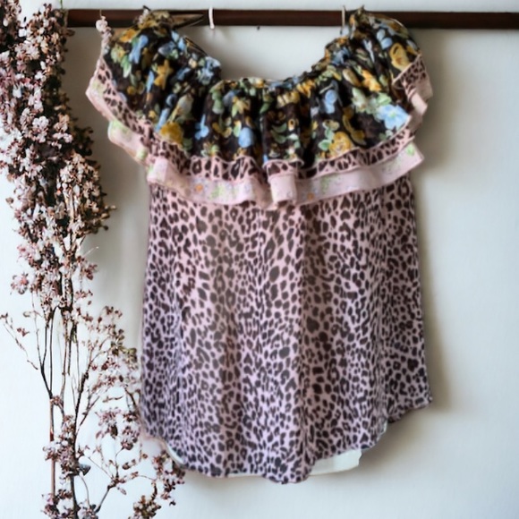 Kori Leopard Floral Print Top Size Large - Picture 10 of 10